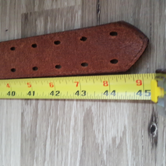 Leather belt, men's size 34 brown with double row of holes - Picture 2 of 6